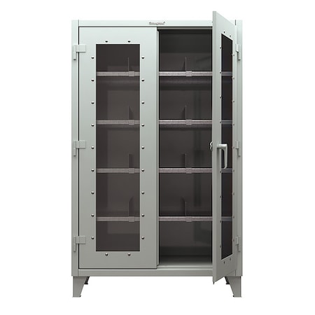Strong Hold Shelving Storage Cabinet, 72 in H, 48 in W, 24 in D, Swing, Padlock Hasp, Dark Gray, 4 Shelves 46-LD-244-5S-RAL7024
