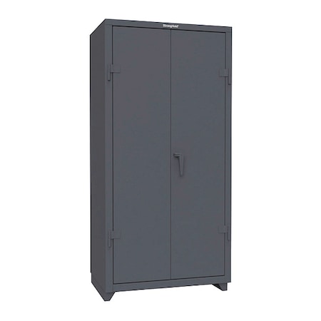Strong Hold Shelving Storage Cabinet, 72 in H, 36 in W, 24 in D, Swing, Padlock Hasp, Medium Gray, 3 Shelves 36-243-L-5S