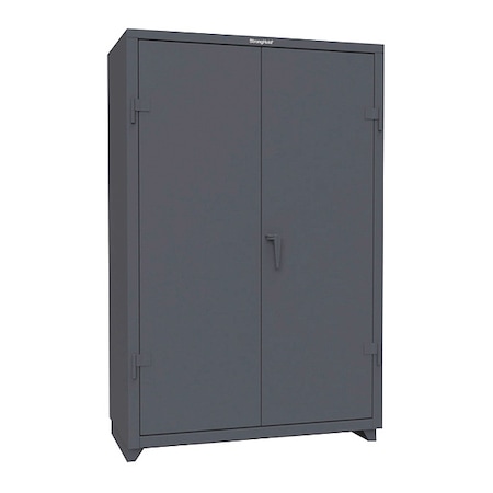 Strong Hold Shelving Storage Cabinet, 72 in H, 48 in W, 24 in D, Swing, Padlock Hasp, Medium Gray, 3 Shelves 46-243-L-5S