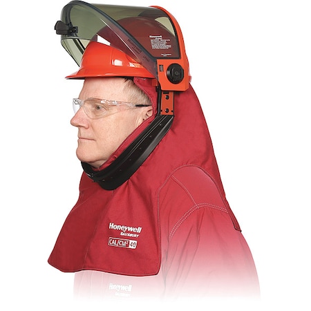 Salisbury Arc Flash Hood, Gray/Red, Universal, HRC 4, ATPV 40 cal/sq cm, Ventilated, 11 oz, Fabric Shroud LFH40PRG
