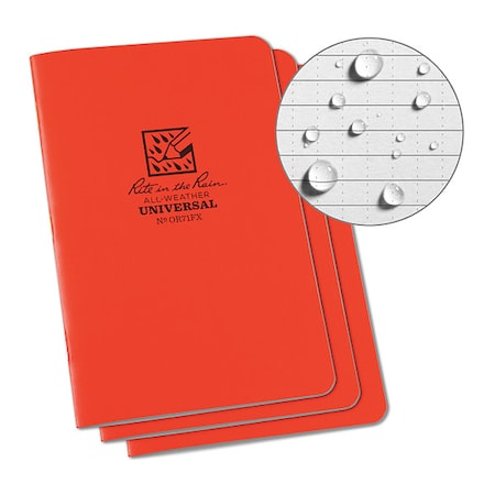 Rite In The Rain Notebook, Field Flex, 4-1/8" x 7" Size, PK3 OR71FX