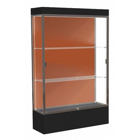 Waddell Display Lighted Floor Display Case 48x76x20, 12" Base, Bronze 94LFTC-BZ-BK