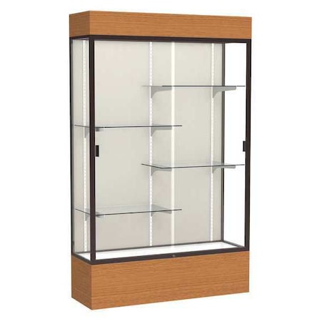 Ghent Lighted Floor Display Case 48x80x16, Plaque 2174PB-BZ-MK
