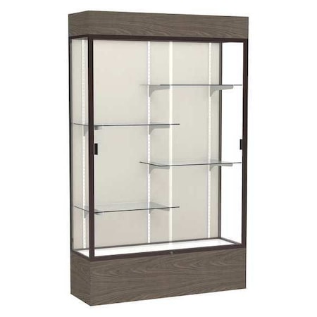 Ghent Lighted Floor Display Case 48x80x16, Plaque 2174PB-BZ-WV
