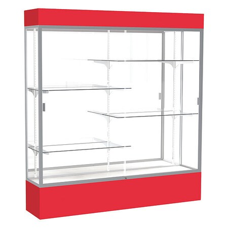 Ghent Lighted Floor Display Case 72x80x16, Mirror, Satin 3176MB-SN-RD