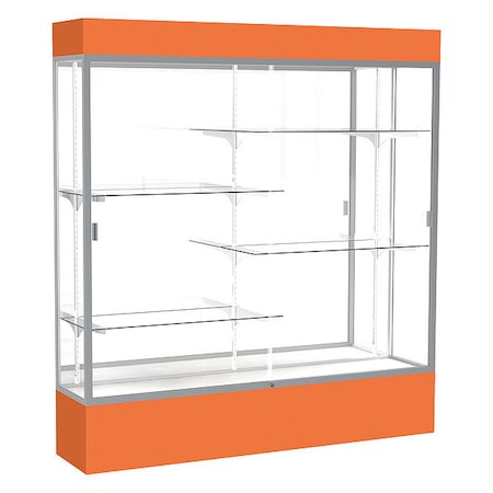 Ghent Lighted Floor Display Case 72x80x16, Mirror, Satin 3176MB-SN-OR