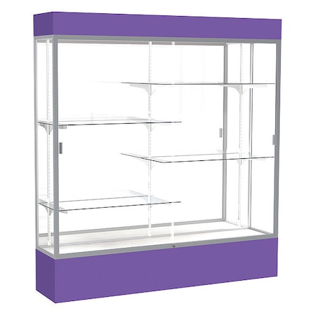 Ghent Lighted Floor Display Case 72x80x16, Mirror, Satin 3176MB-SN-PE
