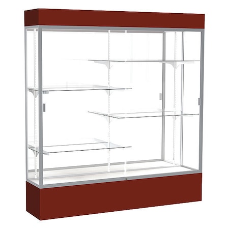 Ghent Lighted Floor Display Case 72x80x16, Mirror, Satin 3176MB-SN-MN