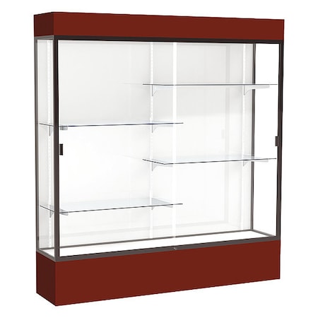 Ghent Lighted Floor Display Case 72x80x16, White, Bronze 3176WB-BZ-MN