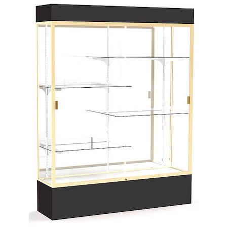 Ghent Lighted Floor Display Case 60x80x16, Mirror, Champange 3175MB-GD-BK