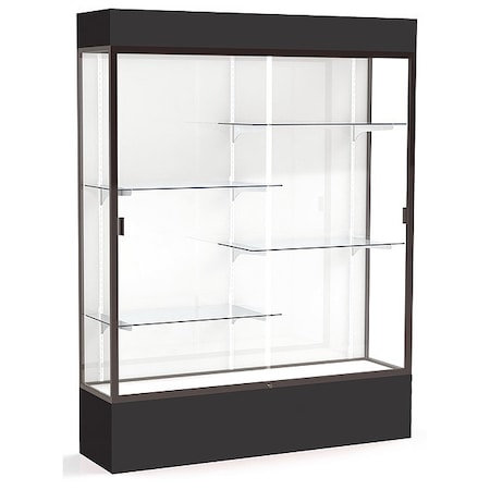 Ghent Lighted Floor Display Case 60x80x16, White, Bronze 3175WB-BZ-BK