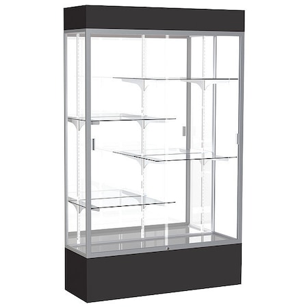 Ghent Lighted Floor Display Case 48x80x16, Mirror 3174MB-SN-BK