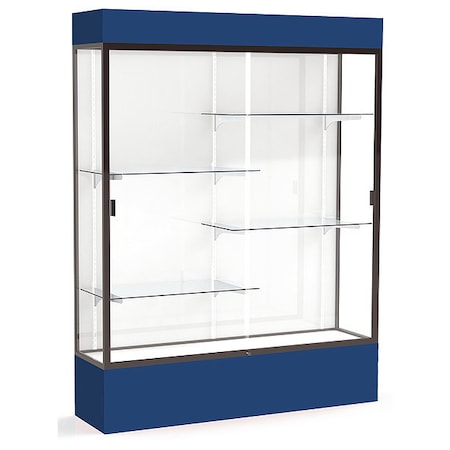 Ghent Lighted Floor Display Case 60x80x16, White, Bronze 3175WB-BZ-NY