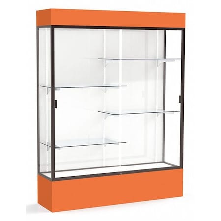 Ghent Lighted Floor Display Case 60x80x16, White, Bronze 3175WB-BZ-OR