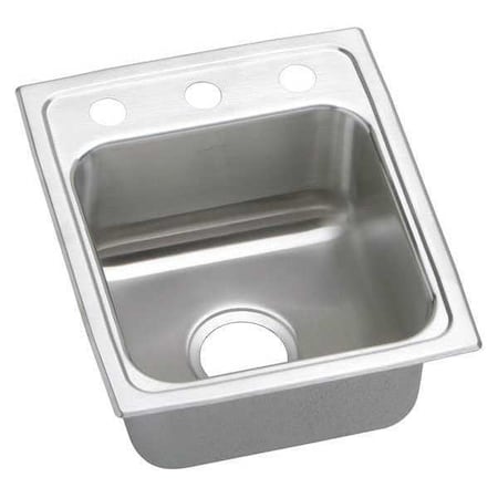 Elkay Sink, Drop-In Mount, 3 Hole, 12" x 12", Lustrous Satin DLR1517103