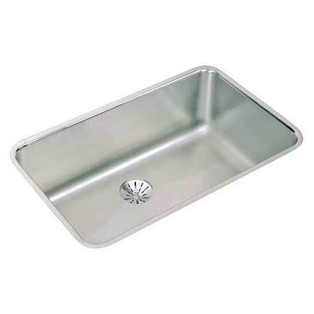Elkay Sink, Undermount Mount, 0 Hole, 28" x 16", Lustrous Satin ELUH281610PDBG