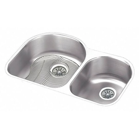 Elkay Sink SS 2 Bowl, Undermount Drain and Grid ELUH311910RDBG