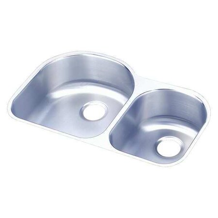 Elkay Sink, Undermount Mount, 0 Hole, Left Bowl 16" x 17.5", Right Bowl 11.5" x 15", Lustrous Satin ELUH3119R