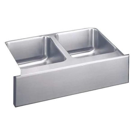 Elkay Sink, Undermount Mount, 0 Hole, Left Bowl 13.5" x 16", Right Bowl 13.5" x 16", Lustrous Satin ELUHF3320