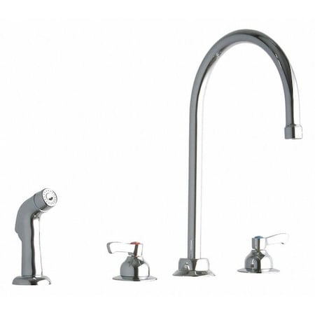Elkay Widespread Faucet, 4" Spout, 6" Handle, Lever Handle, 8" Mount, 4 Hole Commercial LK801GN08L2