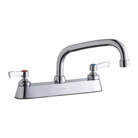 Elkay Widespread Faucet, 8" Spout, 4" Handle, Lever Handle, 8" Mount, 3 Hole Commercial LK810AT08L2