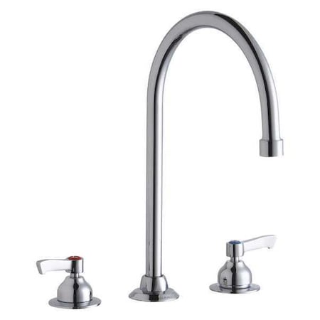 Elkay Faucet, Kitchen, w/Side Spray, SS, Lever Handle, 8" Mount, 3 Hole Commercial LK800GN08L2