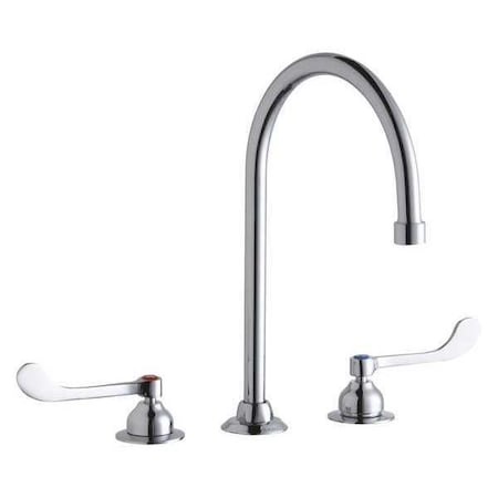 Elkay Widespread Faucet, 8" Spout, 2" Handle, Wristblade Handle, 8" Mount, 3 Hole Commercial LK800GN08T6