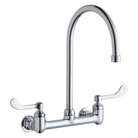 Elkay Faucet, Wall Mt, 20" Spout, 4". Handle, Wristblade Handle, 8" Mount, 2 Hole Commercial LK940GN08T4H