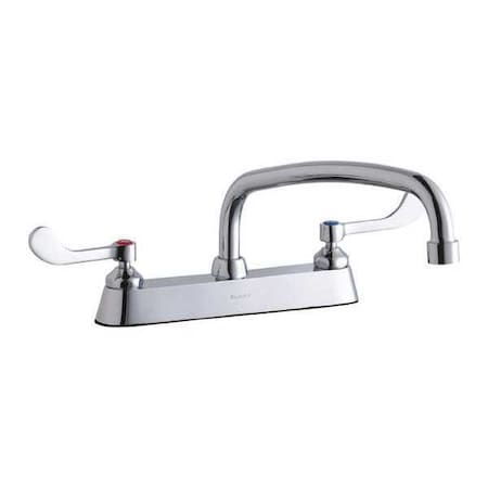 Elkay Widespread Faucet, 10" Spout, 6" Handle, Wristblade Handle, 8" Mount, 3 Hole Commercial LK810AT12T4