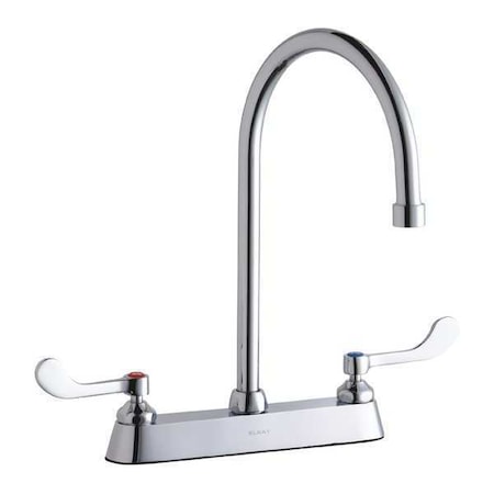 Elkay Faucet, Scrub/Handwash Deck Mount, Wristblade Handle, 8" Mount, 3 Hole Commercial LK810GN08T4