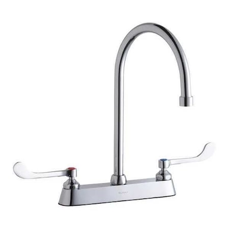 Elkay Faucet, Deck Mount, 8" Spout, 2" Handle, Wristblade Handle, 8" Mount, 3 Hole Commercial LK810GN08T6