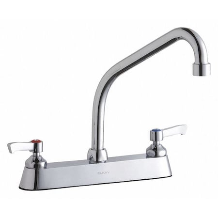 Elkay Faucet, Deck Mount, 8" Spout, 4" Handle, Lever Handle, 8" Mount, 3 Hole Commercial LK810HA08L2
