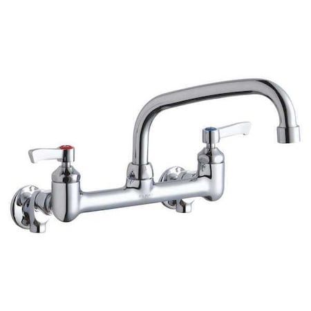 Elkay Faucet, Deck Mount, 8" Spout, 4" Handle, Lever Handle, 8" Mount, 2 Hole Commercial LK940AT08L2H