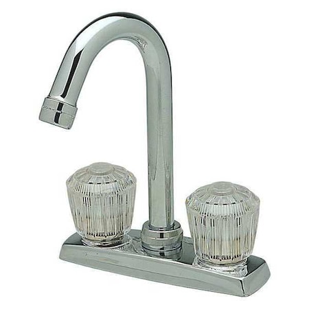 Elkay Faucet, Wall Mount, 10" Spout, 6" Handle, Clear Crystalac Handle, 4" Mount, 2 Hole LKA2475LF