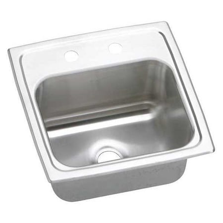 Elkay Undermount Double Sink, 1 bowl, Stainless Steel, 15" W x 15 L x 6.125 H BPSR151