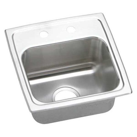 Elkay Sink, 1 bowl, Stainless Steel, 15" W x 15 L x 7.125 H BLR15163