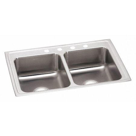 Elkay Double Sink, Drop-In Mount, 3 Hole, Left Bowl 11.5" x 16", Right Bowl 11.5" x 16", Lustrous Satin LR29223