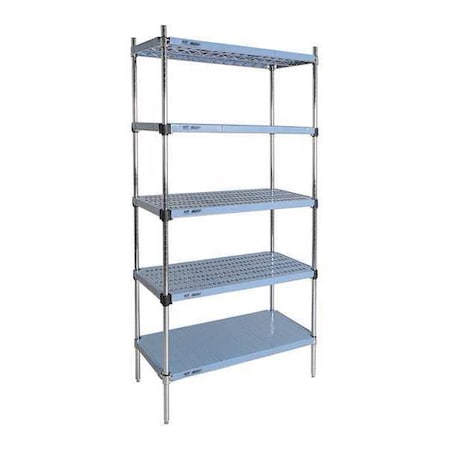 Eagle Group Starter Plastic Shelving Unit, 5 Shelves, Blue QPSU2160C-B5-74