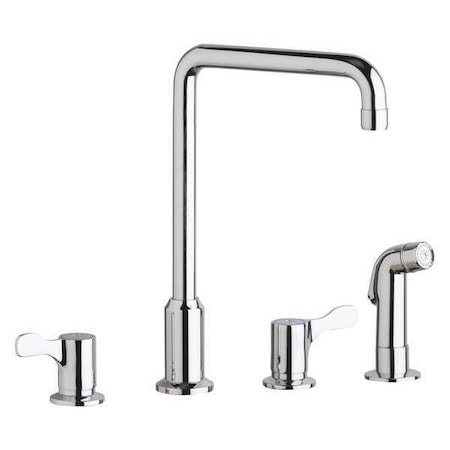 Elkay Lever Handle Faucet, Lavatory, Deck Mount, 8" Mount, Chrome 4 Hole LKD2433C