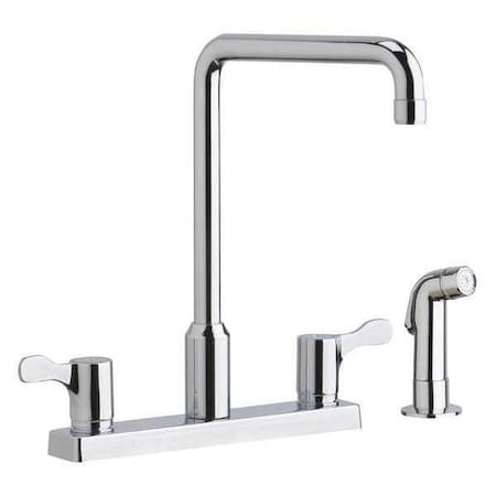 Elkay Faucet, Single Supply Inlet, 8" Spout, Lever Handle, 8" Mount, 4 Hole Residential / Commercial LKD2443C