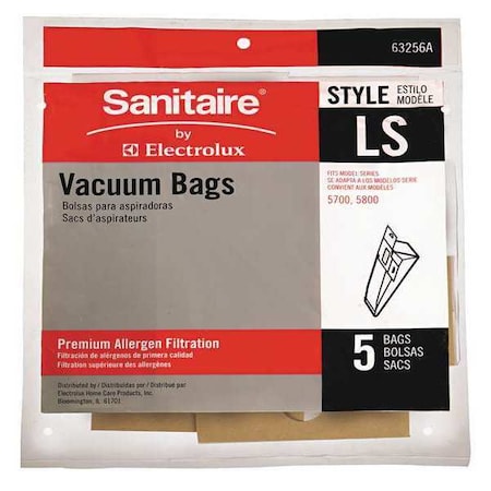 Eureka Upright Vacuum Cleaner Bags, Style Ls, PK5, 5 PK 63256-10