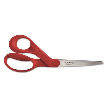 Fiskars Our Finest Left-Hand Scissors, 8" Long, 3.3" Cut Length, Offset Red Handle 94507797J