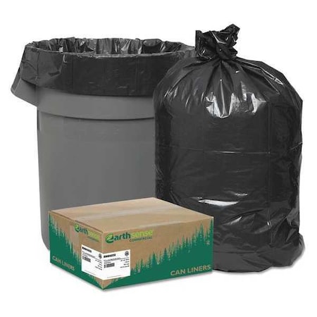 Earthsense Commercial 45 gal Trash Bags, 40 in x 46 in, Extra Heavy-Duty, 1.25 mil, Black RNW4850