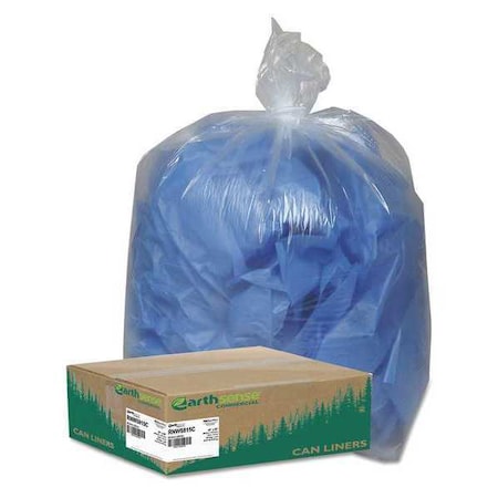Earthsense Commercial 60 gal Trash Bags, 38 in x 58 in, Extra Heavy-Duty, 1.5 mil, Clear WBIRNW5815C