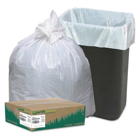 Earthsense Commercial 13 gal Trash Can Liners, 24 in x 33 in, Extra Heavy-Duty, 0.85 mil, White, 150PK RNW1K150V