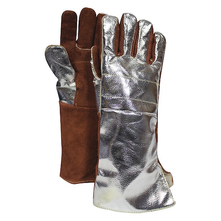 NATIONAL SAFETY APPAREL Aluminized Gloves, 1,000F, 16-1/2", PR DJXG705165XL-NR