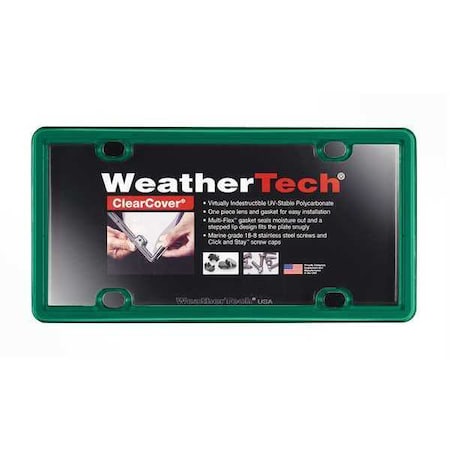 Weathertech ClearCover License Plate Frame, Green 8ALPCC18