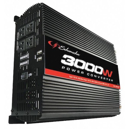 Schumacher Electric Power Inverter, Modified Sine Wave, 6,000 W Peak, 3,000 W Continuous, 2 Outlets PC-3000