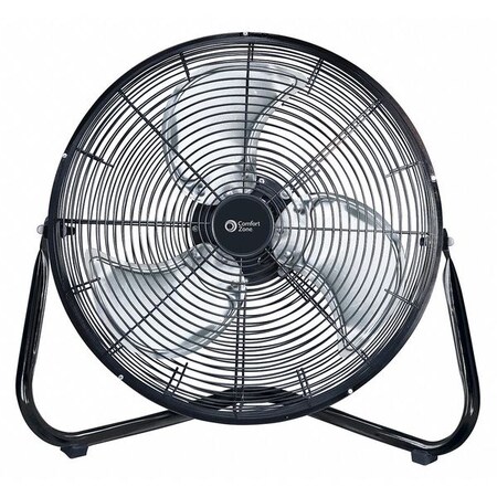 Comfort Zone 20" Floor Fan, High Velocity Cradle, Black 123797