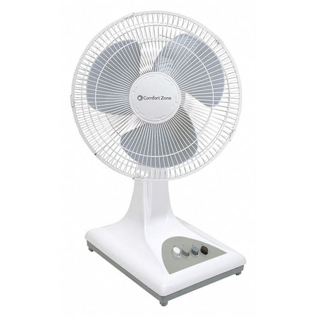 Comfort Zone Table & Floor Fan, Oscillating, 3 Speeds, White 123720